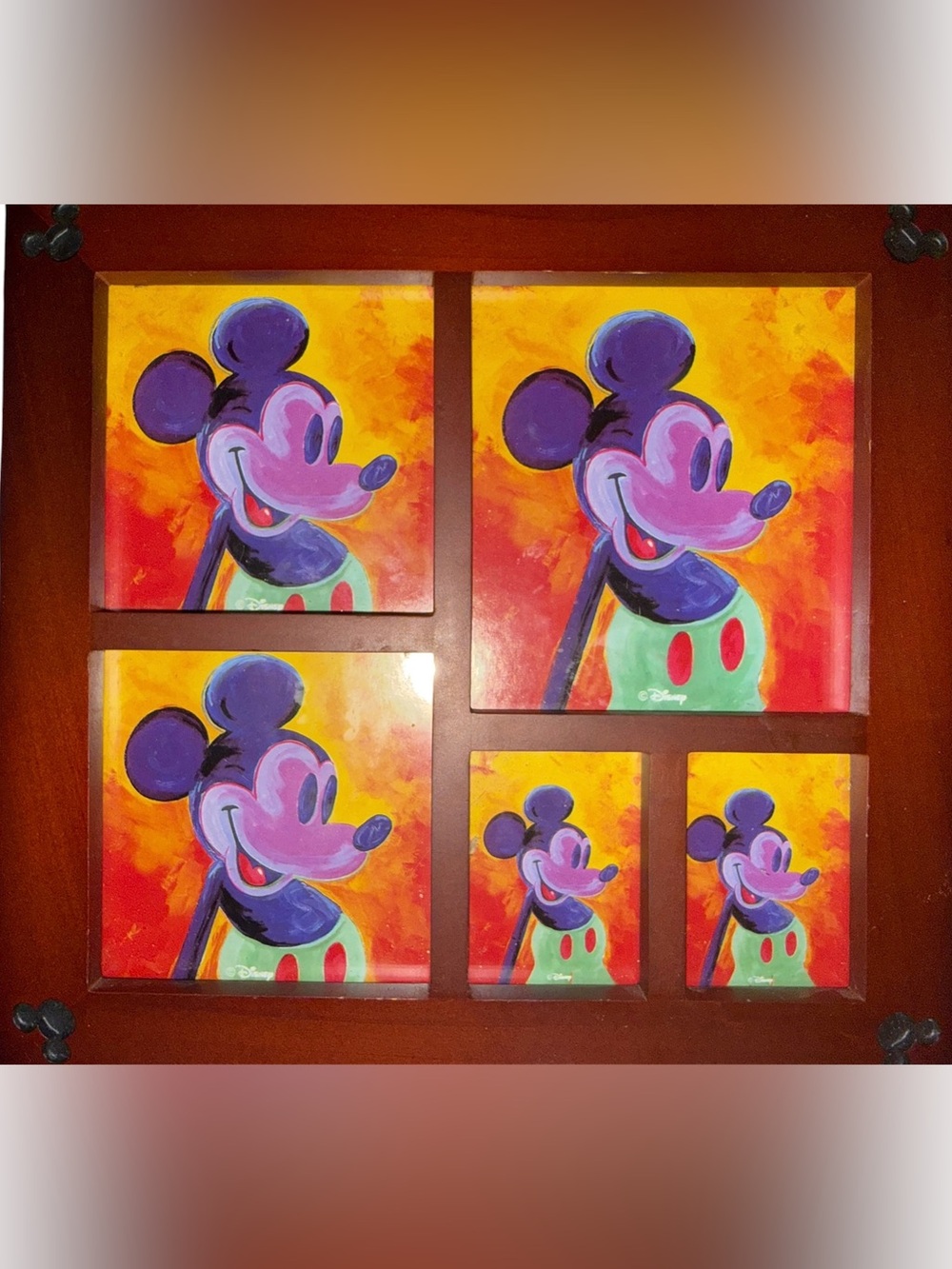 Disney Mickey Mouse 5 Opening Collage Photo Frame Wood Mickey Ears